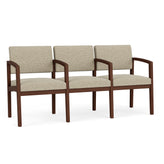Lenox Wood Waiting Reception 3 Seat Tandem Seating Wood Frame