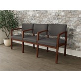 Lenox Wood Waiting Reception 3 Seat Tandem Seating Wood Frame