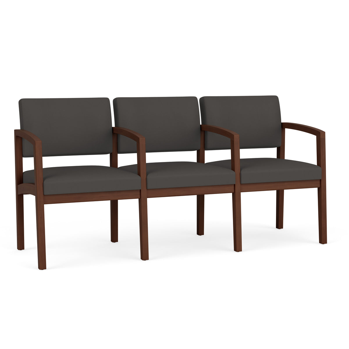 Lenox Wood Waiting Reception 3 Seat Tandem Seating Wood Frame