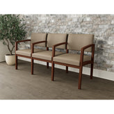 Lenox Wood Waiting Reception 3 Seat Tandem Seating Wood Frame