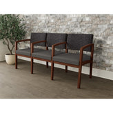 Lenox Wood Waiting Reception 3 Seat Tandem Seating Wood Frame