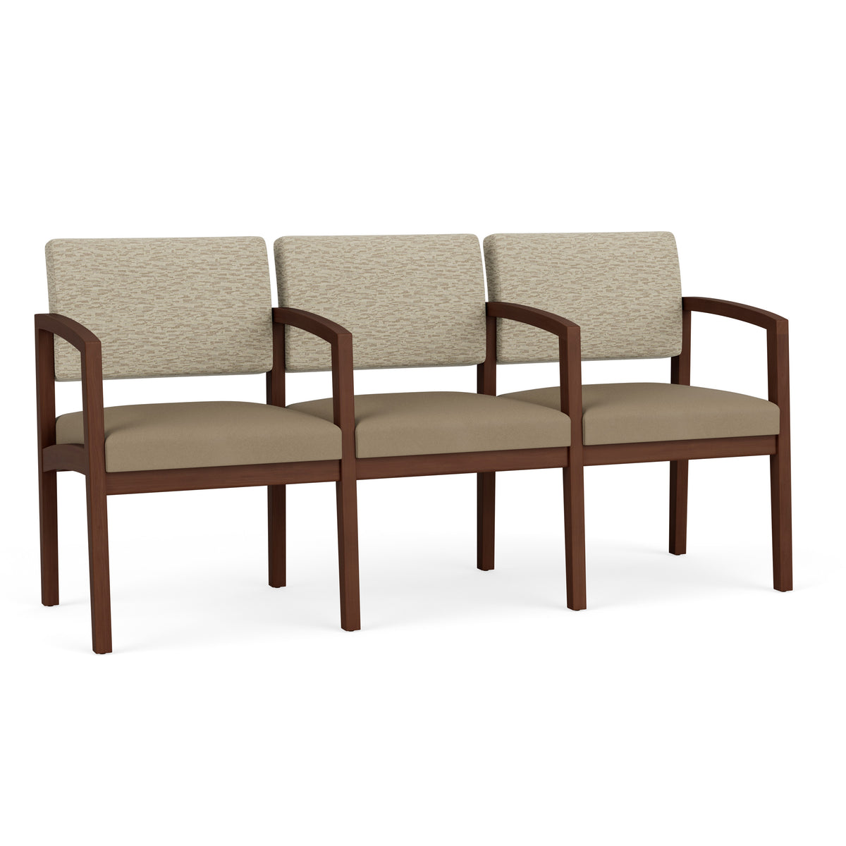 Lenox Wood Waiting Reception 3 Seat Tandem Seating Wood Frame