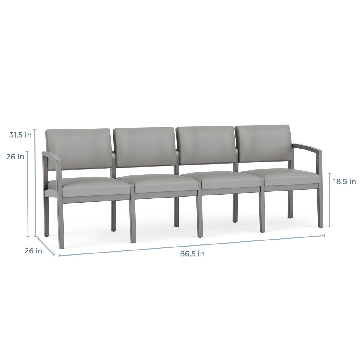 Lenox Wood Waiting Reception 4 Seat Tandem Seating Wood Frame No Center Arms