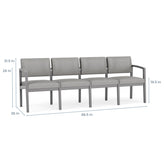 Lenox Wood Waiting Reception 4 Seat Tandem Seating Wood Frame No Center Arms