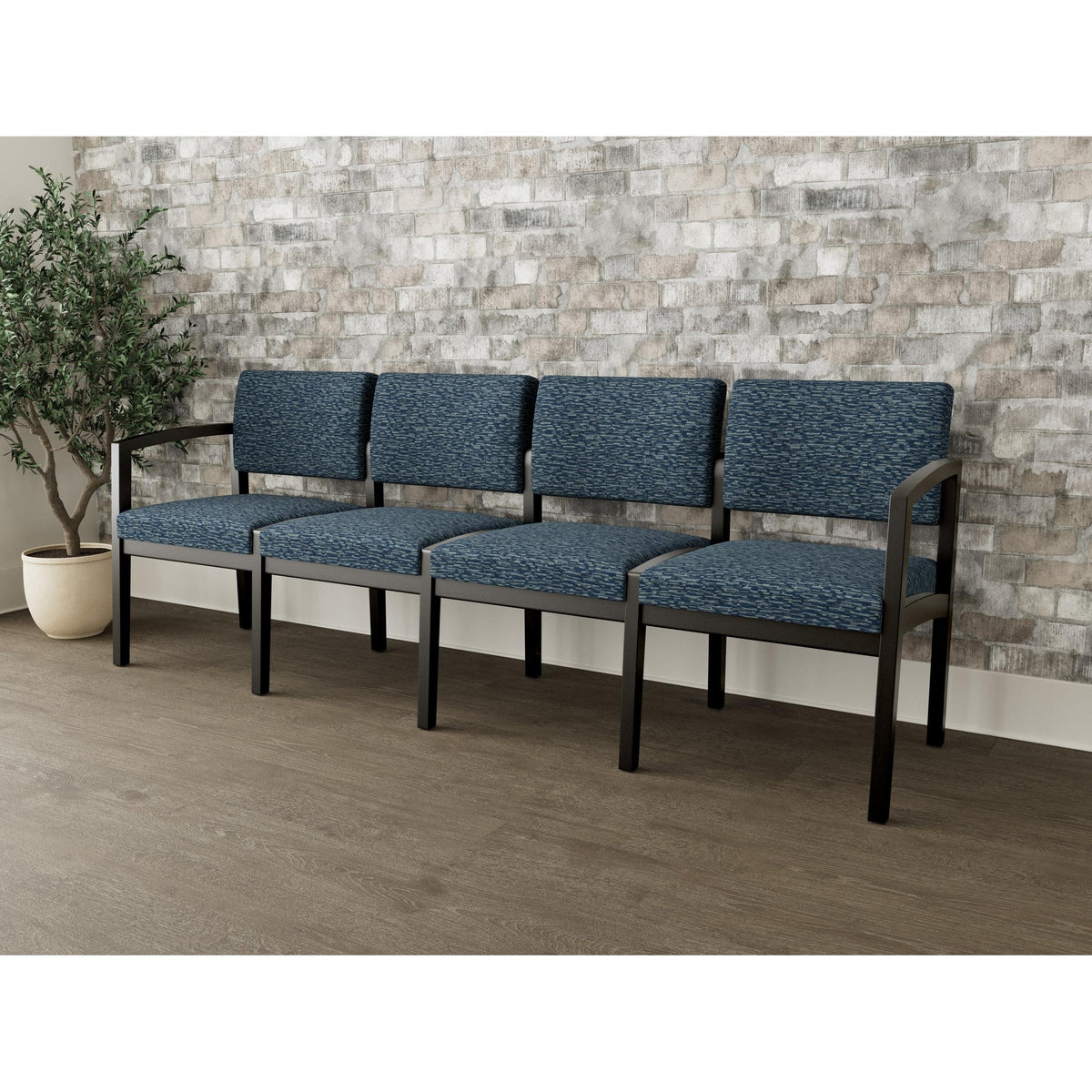 Lenox Wood Waiting Reception 4 Seat Tandem Seating Wood Frame No Center Arms