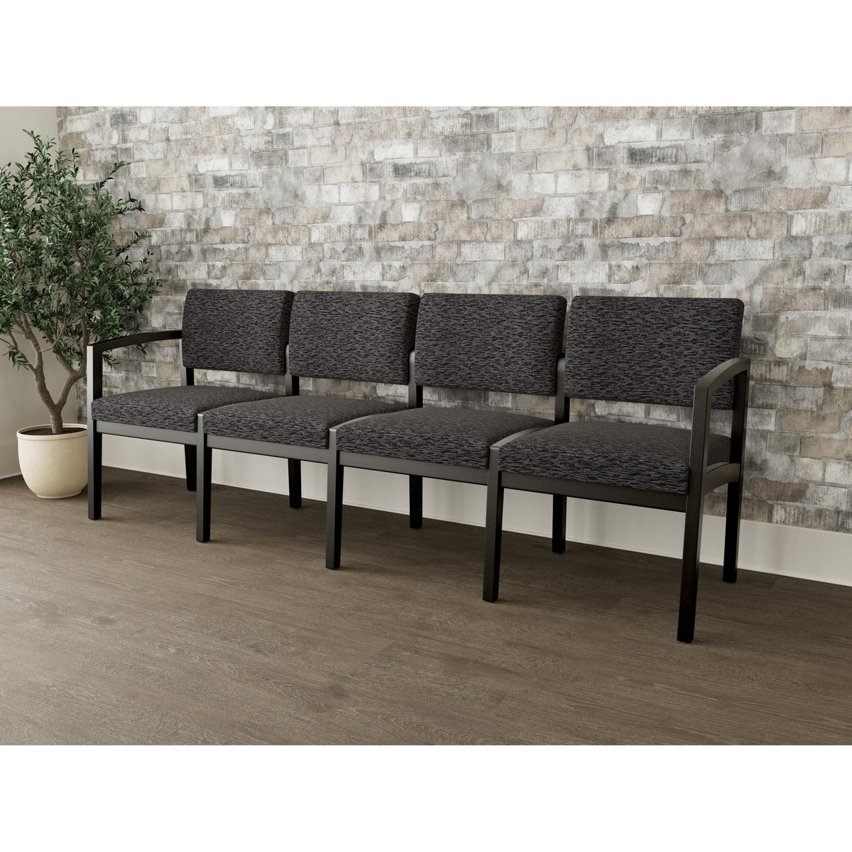 Lenox Wood Waiting Reception 4 Seat Tandem Seating Wood Frame No Center Arms