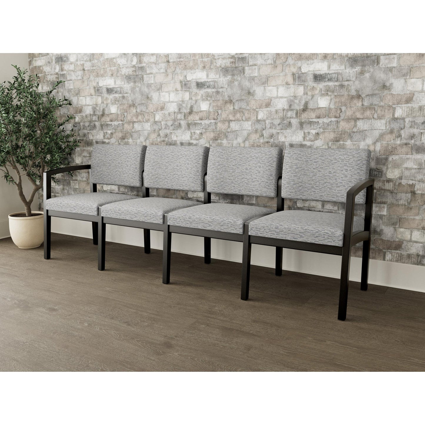 Lenox Wood Waiting Reception 4 Seat Tandem Seating Wood Frame No Center Arms