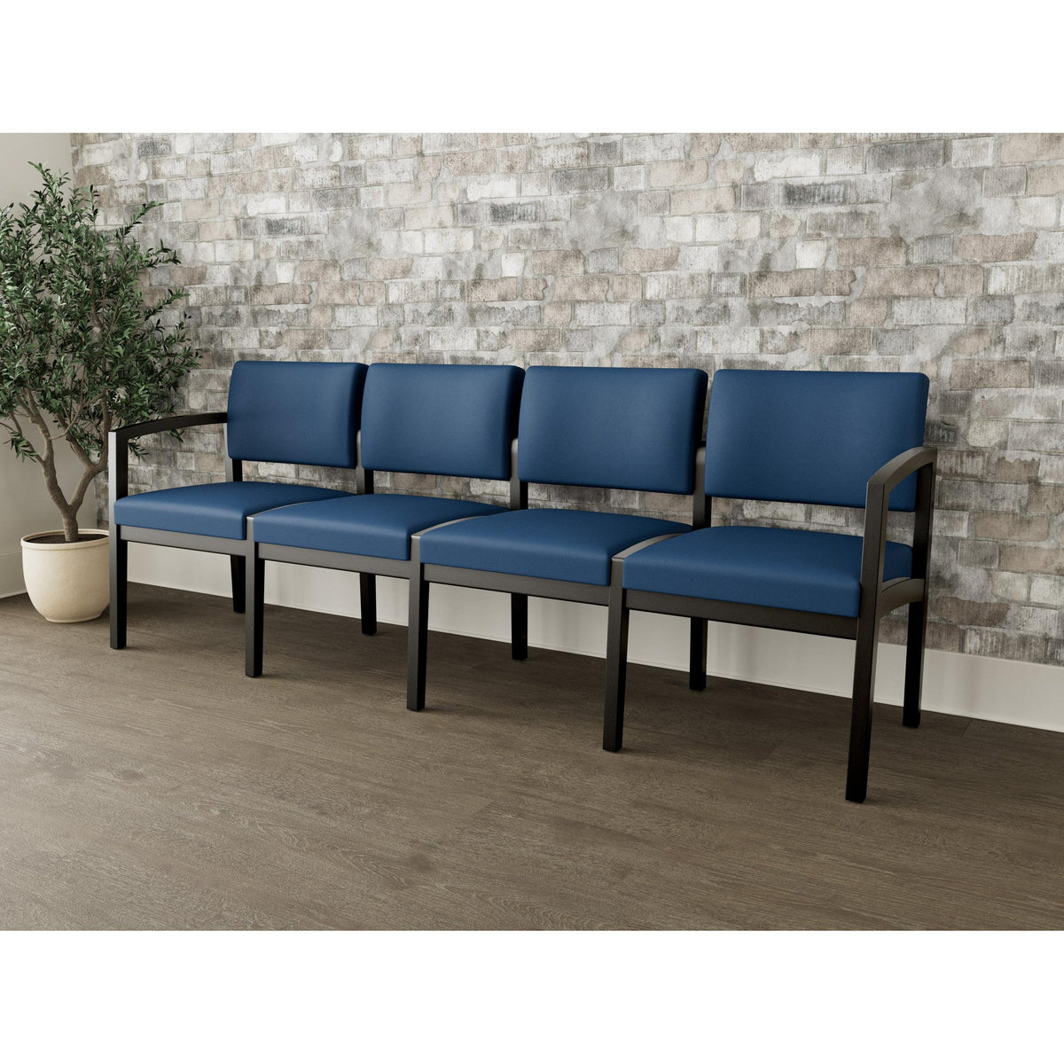 Lenox Wood Waiting Reception 4 Seat Tandem Seating Wood Frame No Center Arms
