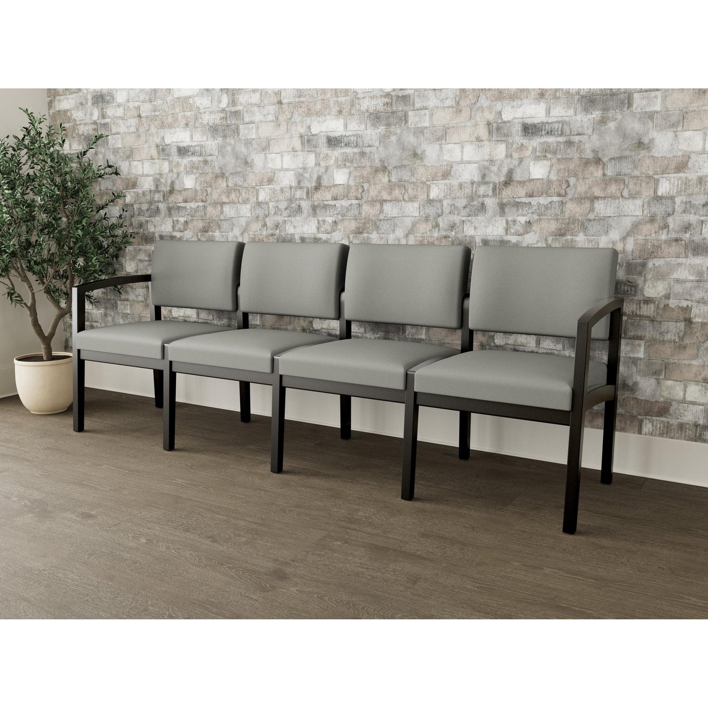 Lenox Wood Waiting Reception 4 Seat Tandem Seating Wood Frame No Center Arms