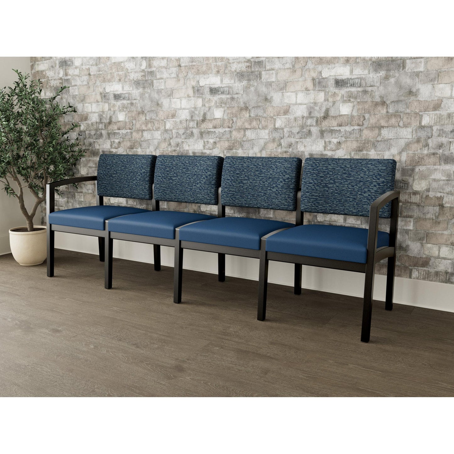 Lenox Wood Waiting Reception 4 Seat Tandem Seating Wood Frame No Center Arms