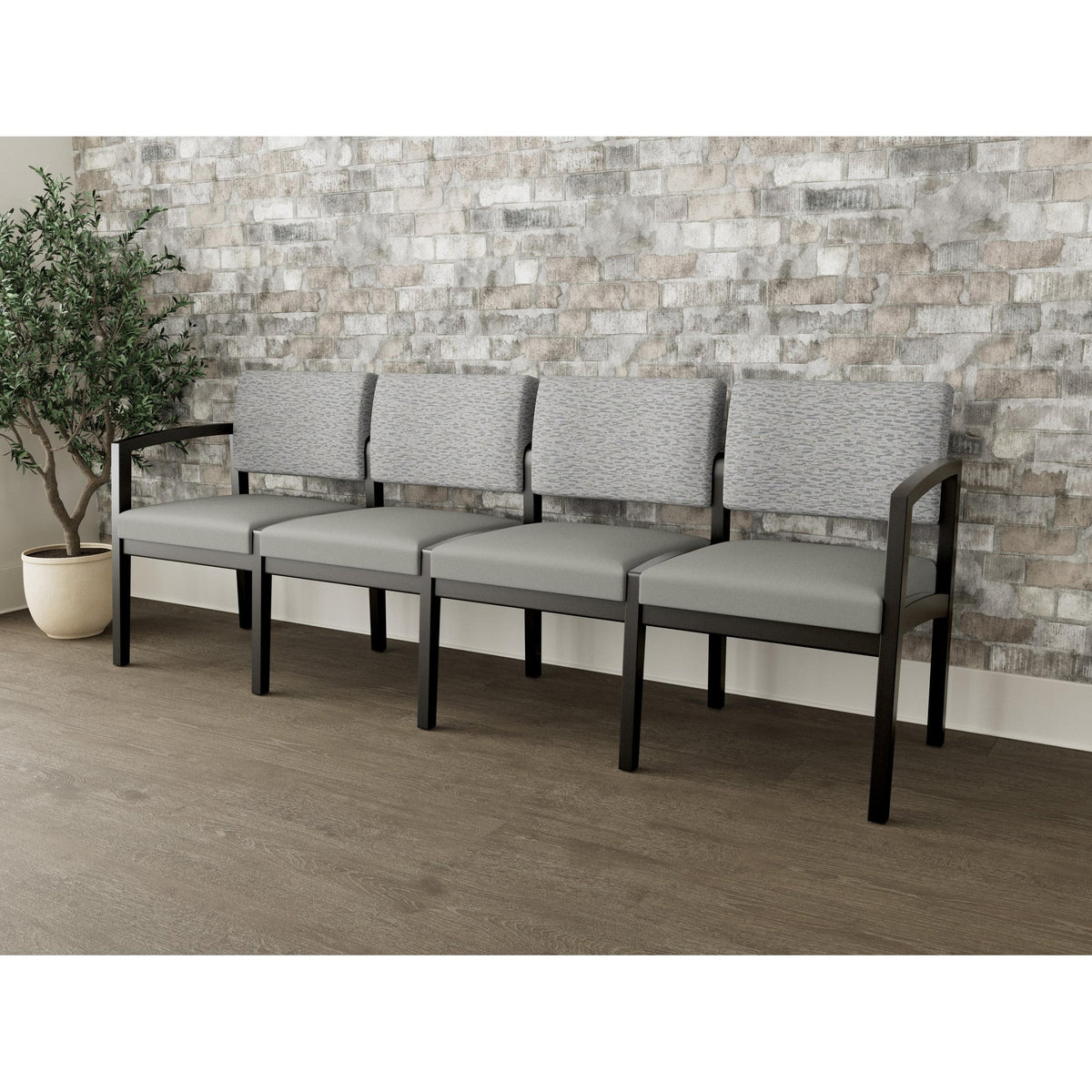 Lenox Wood Waiting Reception 4 Seat Tandem Seating Wood Frame No Center Arms