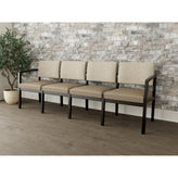 Lenox Wood Waiting Reception 4 Seat Tandem Seating Wood Frame No Center Arms