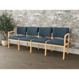 Lenox Wood Waiting Reception 4 Seat Tandem Seating Wood Frame No Center Arms