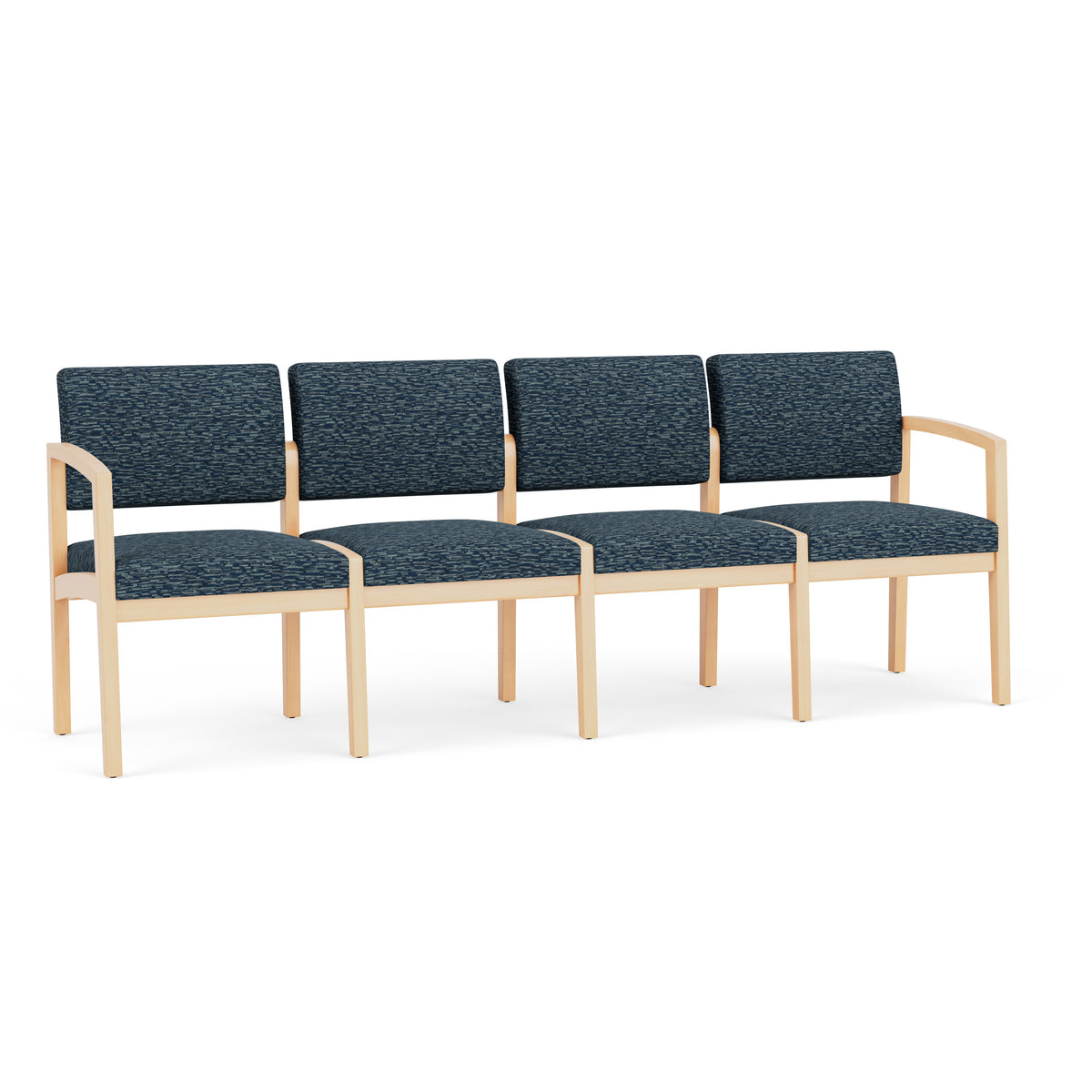 Lenox Wood Waiting Reception 4 Seat Tandem Seating Wood Frame No Center Arms