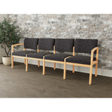 Lenox Wood Waiting Reception 4 Seat Tandem Seating Wood Frame No Center Arms