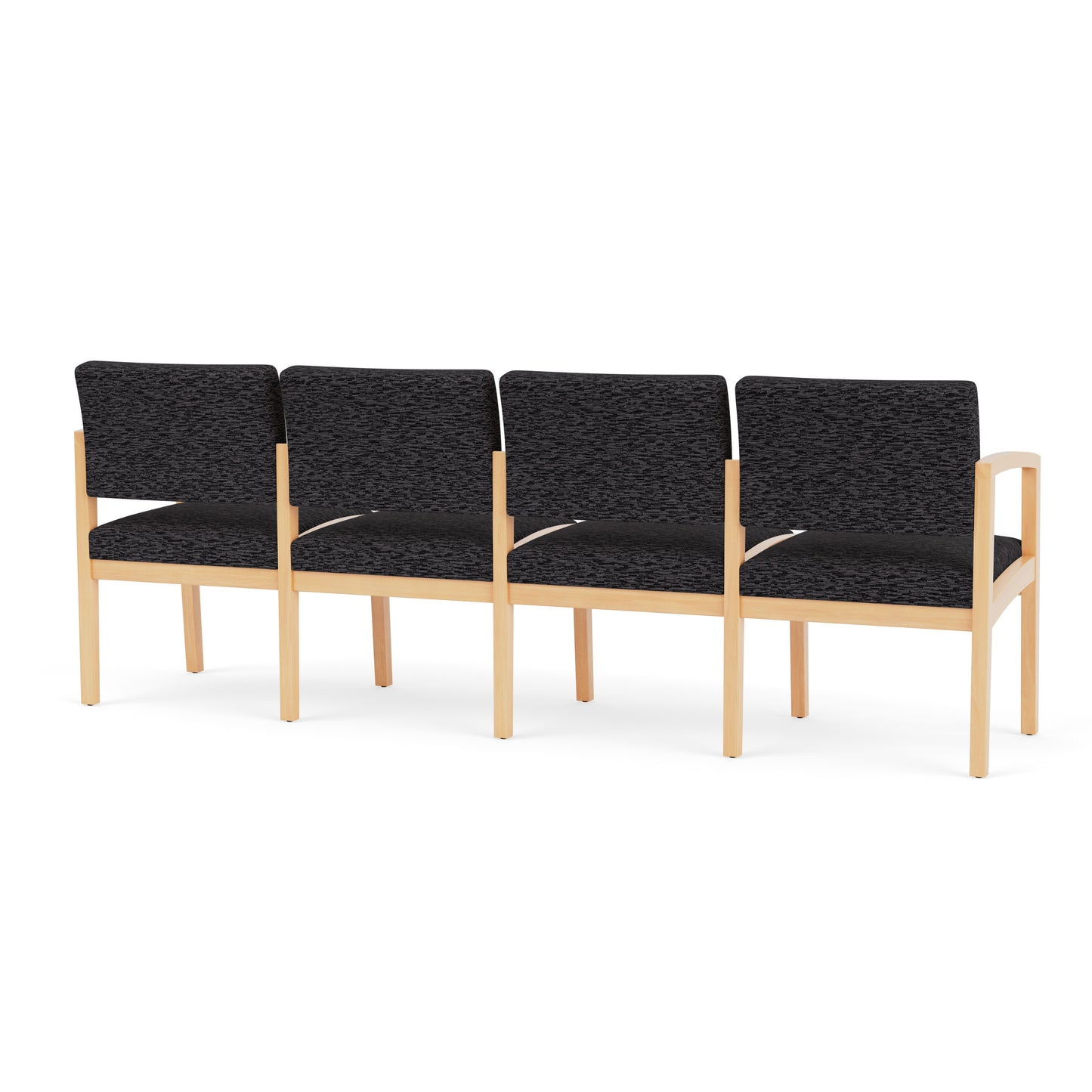 Lenox Wood Waiting Reception 4 Seat Tandem Seating Wood Frame No Center Arms