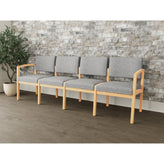 Lenox Wood Waiting Reception 4 Seat Tandem Seating Wood Frame No Center Arms