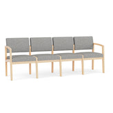 Lenox Wood Waiting Reception 4 Seat Tandem Seating Wood Frame No Center Arms
