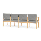 Lenox Wood Waiting Reception 4 Seat Tandem Seating Wood Frame No Center Arms