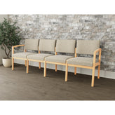 Lenox Wood Waiting Reception 4 Seat Tandem Seating Wood Frame No Center Arms