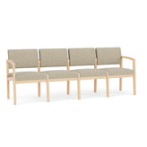 Lenox Wood Waiting Reception 4 Seat Tandem Seating Wood Frame No Center Arms