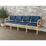 Lenox Wood Waiting Reception 4 Seat Tandem Seating Wood Frame No Center Arms