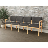 Lenox Wood Waiting Reception 4 Seat Tandem Seating Wood Frame No Center Arms
