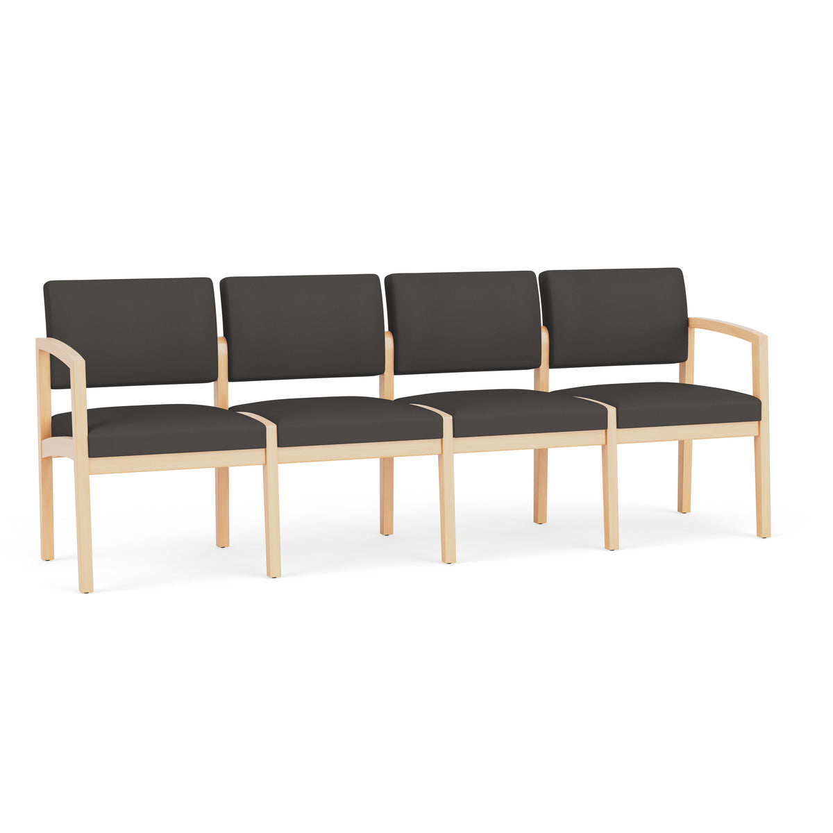 Lenox Wood Waiting Reception 4 Seat Tandem Seating Wood Frame No Center Arms