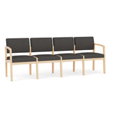 Lenox Wood Waiting Reception 4 Seat Tandem Seating Wood Frame No Center Arms