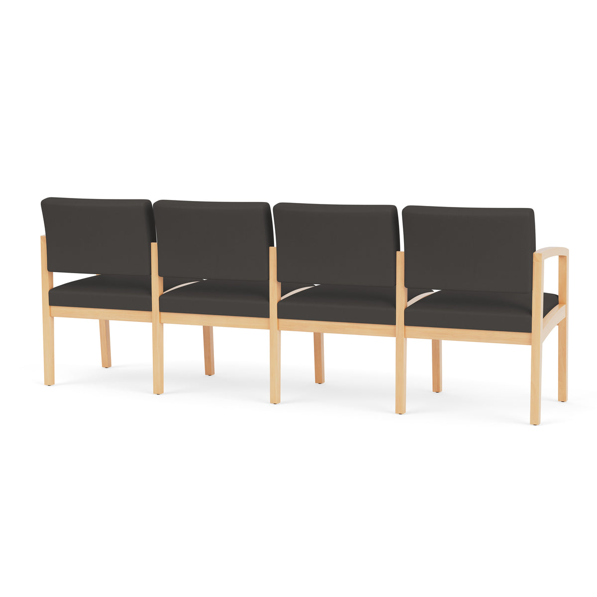 Lenox Wood Waiting Reception 4 Seat Tandem Seating Wood Frame No Center Arms