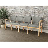Lenox Wood Waiting Reception 4 Seat Tandem Seating Wood Frame No Center Arms