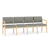 Lenox Wood Waiting Reception 4 Seat Tandem Seating Wood Frame No Center Arms
