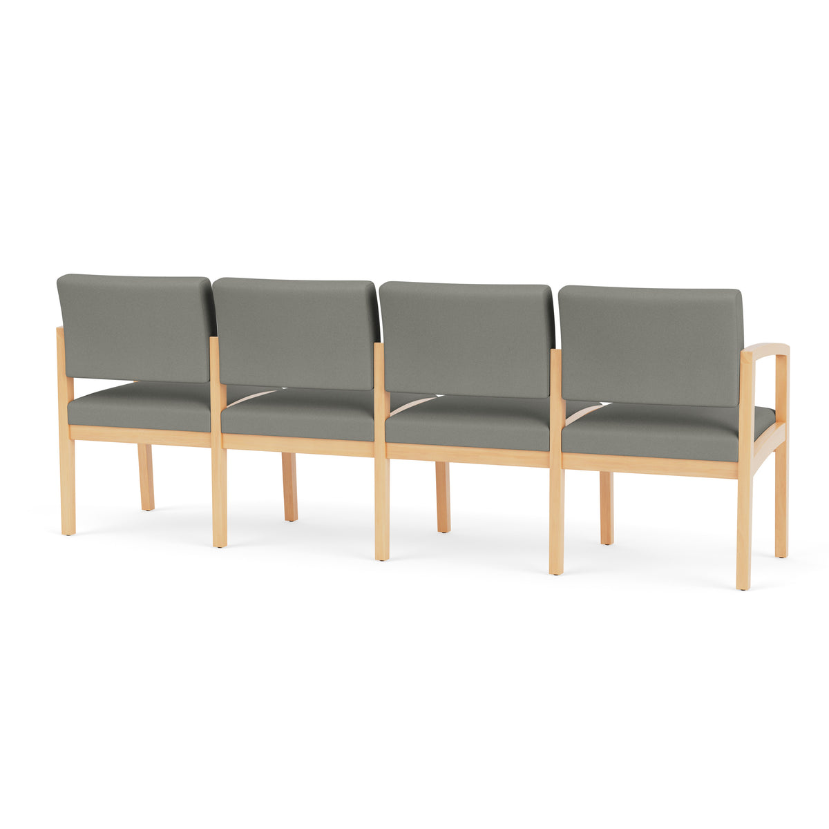 Lenox Wood Waiting Reception 4 Seat Tandem Seating Wood Frame No Center Arms