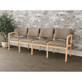 Lenox Wood Waiting Reception 4 Seat Tandem Seating Wood Frame No Center Arms