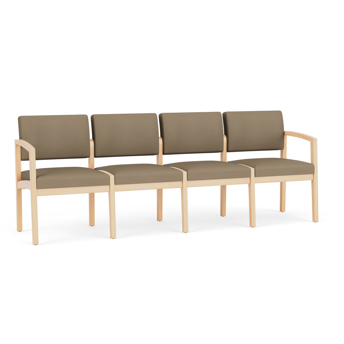 Lenox Wood Waiting Reception 4 Seat Tandem Seating Wood Frame No Center Arms