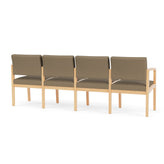 Lenox Wood Waiting Reception 4 Seat Tandem Seating Wood Frame No Center Arms