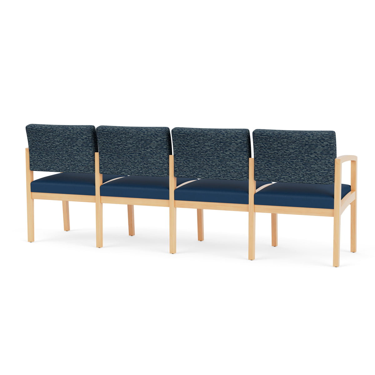 Lenox Wood Waiting Reception 4 Seat Tandem Seating Wood Frame No Center Arms