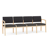 Lenox Wood Waiting Reception 4 Seat Tandem Seating Wood Frame No Center Arms