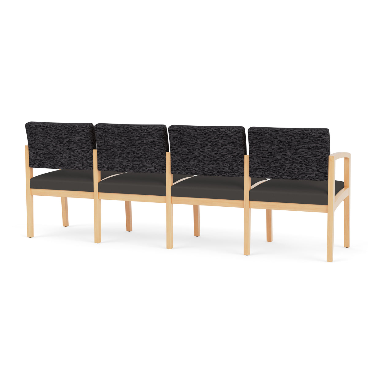 Lenox Wood Waiting Reception 4 Seat Tandem Seating Wood Frame No Center Arms