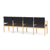 Lenox Wood Waiting Reception 4 Seat Tandem Seating Wood Frame No Center Arms