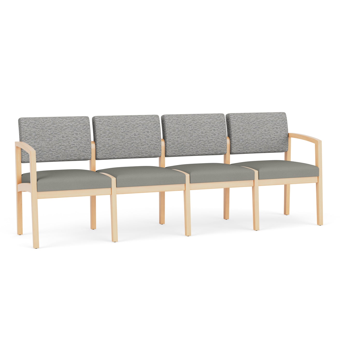 Lenox Wood Waiting Reception 4 Seat Tandem Seating Wood Frame No Center Arms