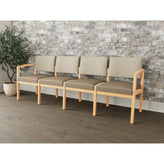 Lenox Wood Waiting Reception 4 Seat Tandem Seating Wood Frame No Center Arms