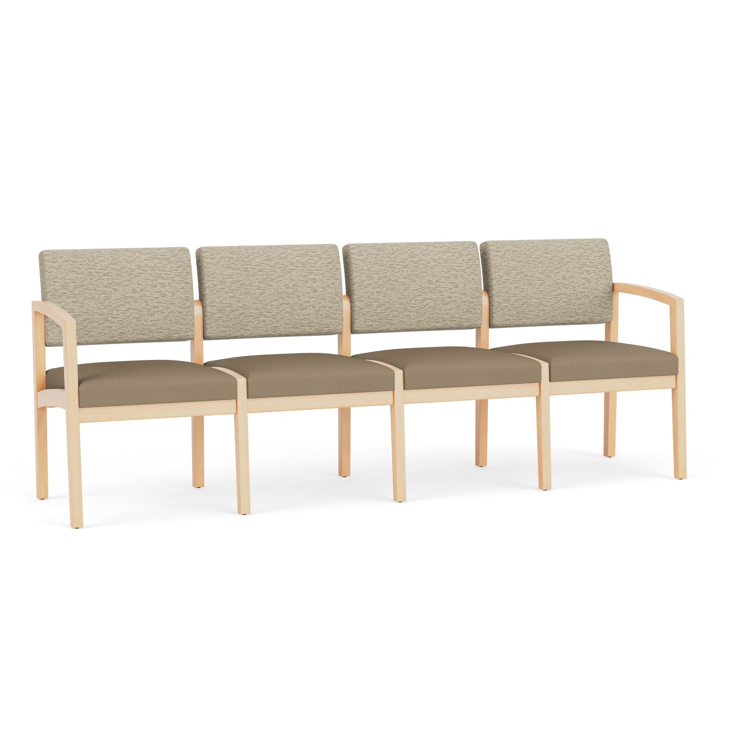 Lenox Wood Waiting Reception 4 Seat Tandem Seating Wood Frame No Center Arms