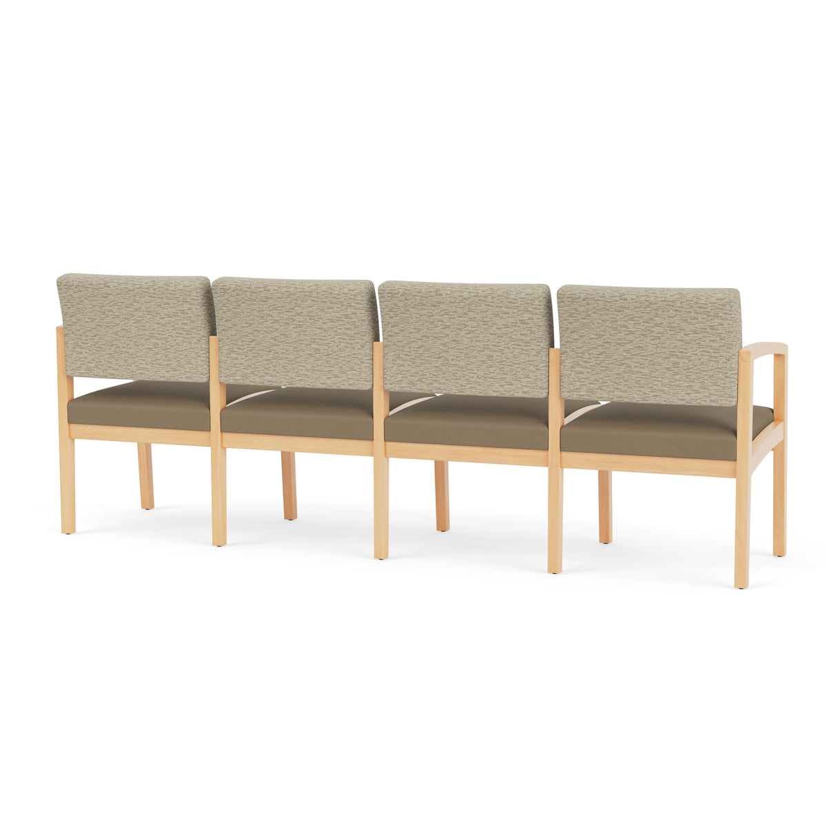 Lenox Wood Waiting Reception 4 Seat Tandem Seating Wood Frame No Center Arms