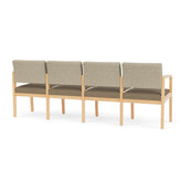 Lenox Wood Waiting Reception 4 Seat Tandem Seating Wood Frame No Center Arms