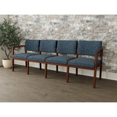 Lenox Wood Waiting Reception 4 Seat Tandem Seating Wood Frame No Center Arms