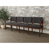 Lenox Wood Waiting Reception 4 Seat Tandem Seating Wood Frame No Center Arms