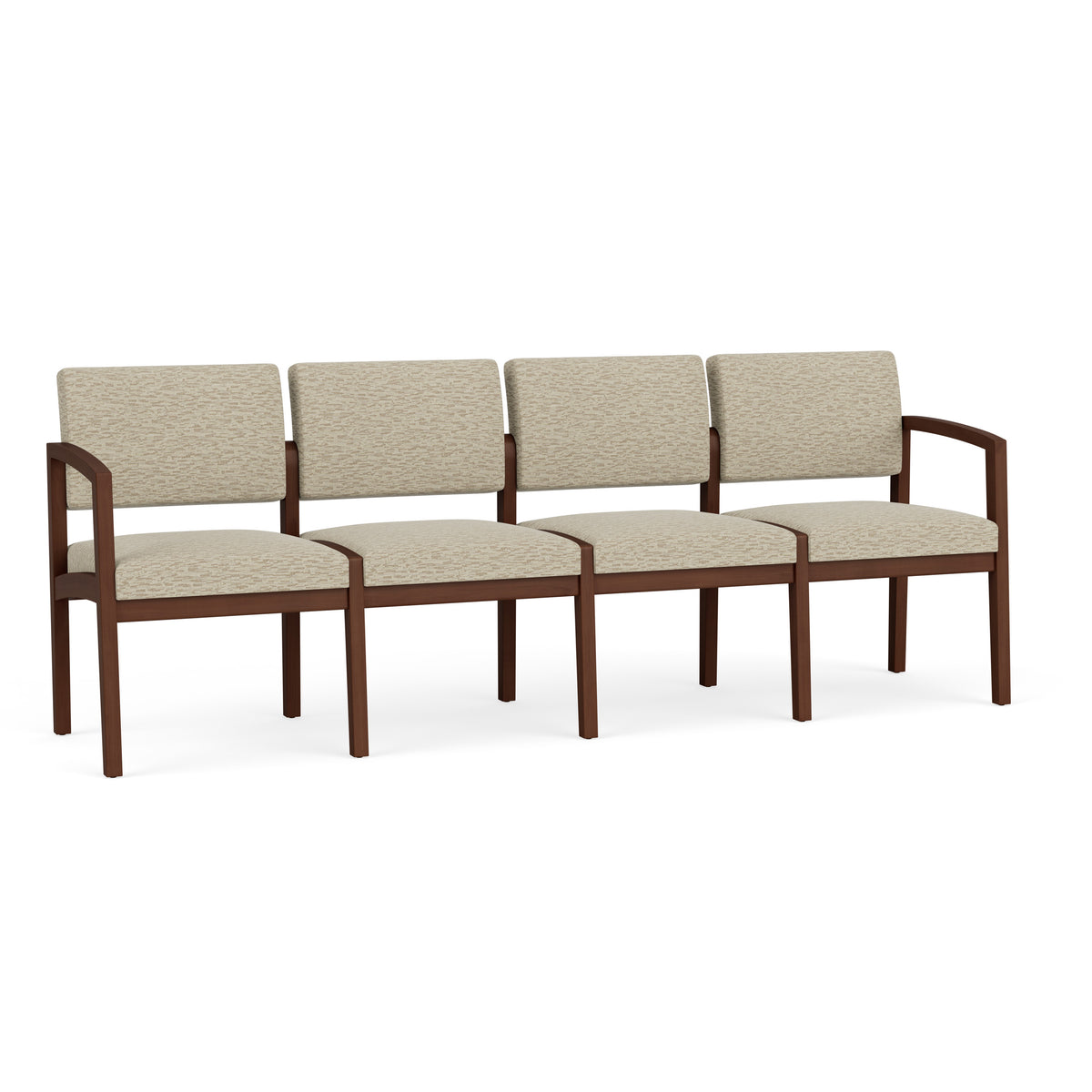 Lenox Wood Waiting Reception 4 Seat Tandem Seating Wood Frame No Center Arms