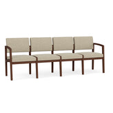 Lenox Wood Waiting Reception 4 Seat Tandem Seating Wood Frame No Center Arms