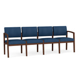Lenox Wood Waiting Reception 4 Seat Tandem Seating Wood Frame No Center Arms